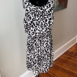 MSK Black and White Animal Print Midi Dress